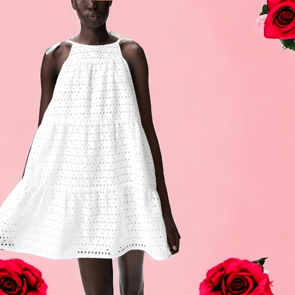 Zara Eyelet Tiered Dress